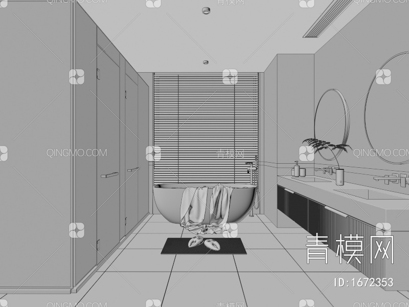 卫生间 马桶 花洒 浴室柜 洗脸盆 淋浴房 坐便器 淋浴隔断 浴缸3D模型下载【ID:1672353】