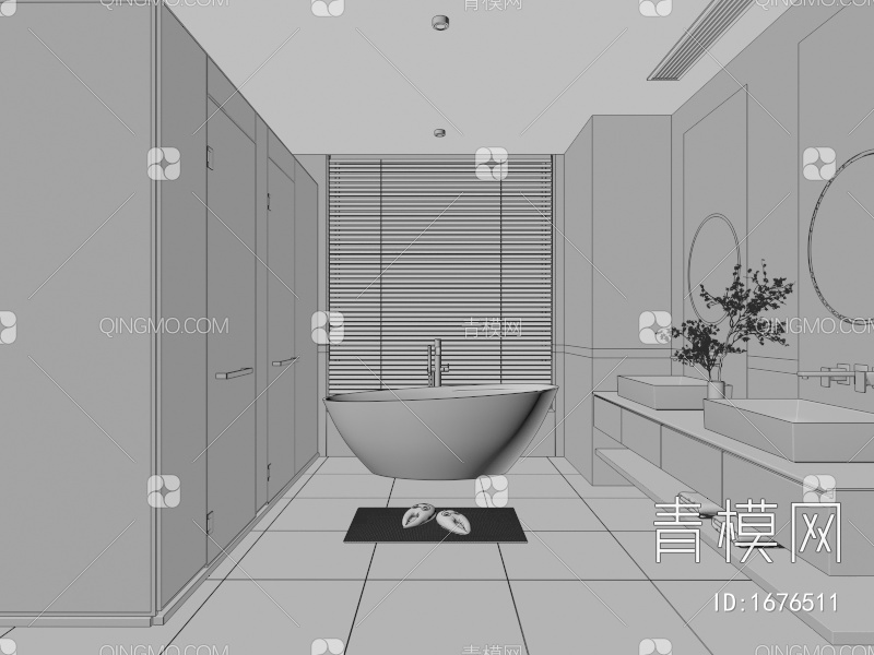 卫生间 马桶 花洒 浴室柜 洗脸盆 淋浴房 坐便器 淋浴隔断 浴缸3D模型下载【ID:1676511】