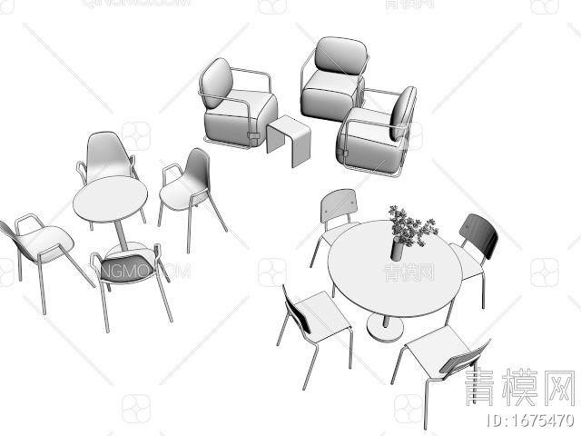 休闲桌椅3D模型下载【ID:1675470】