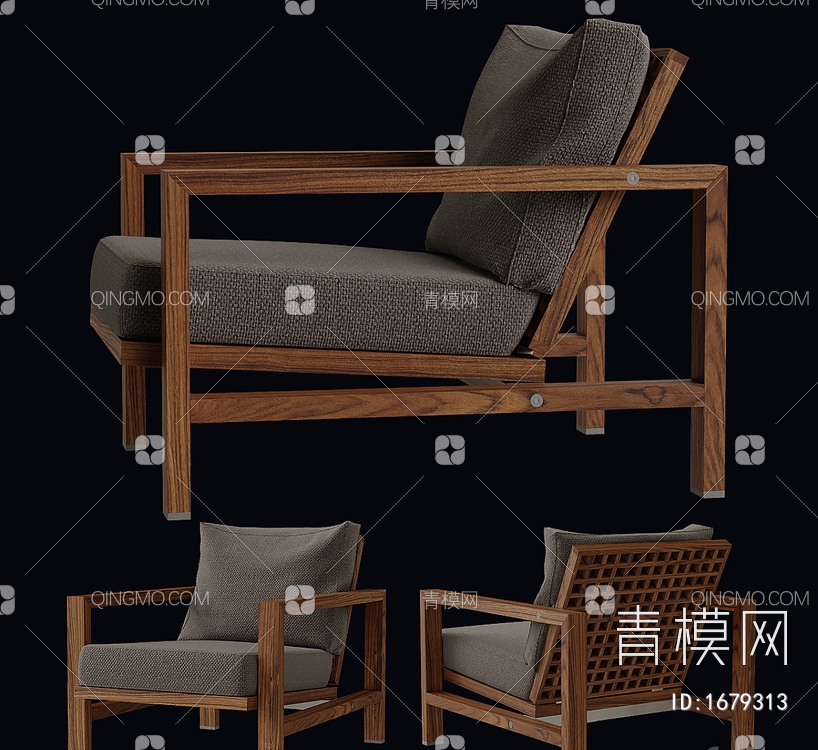 米诺蒂方形扶手椅3D模型下载【ID:1679313】
