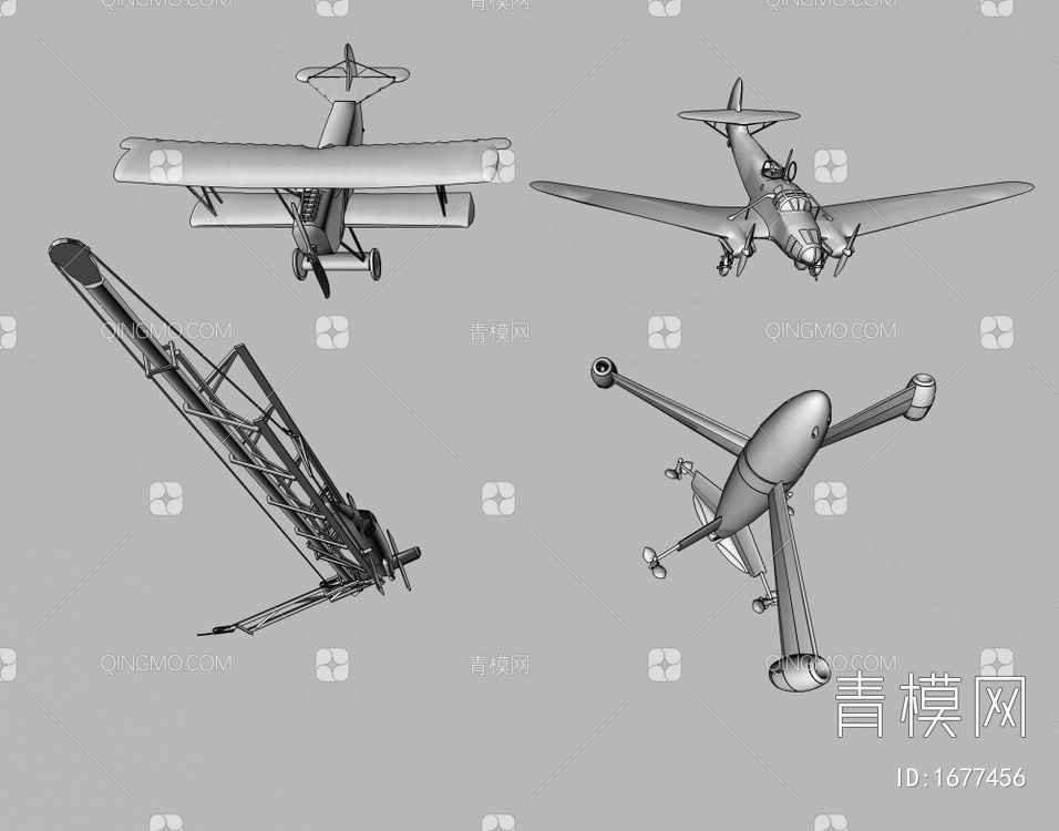 军事飞机3D模型下载【ID:1677456】