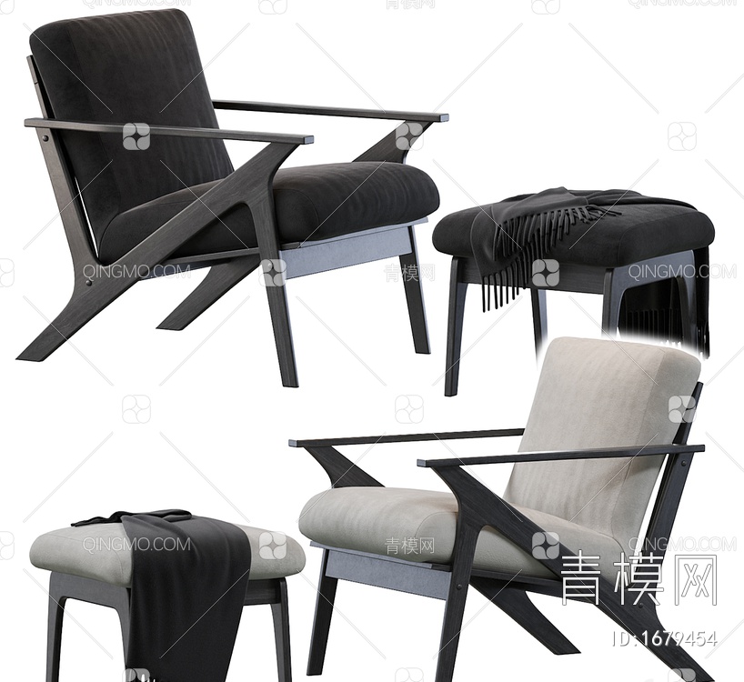 胡桃木躺椅3D模型下载【ID:1679454】
