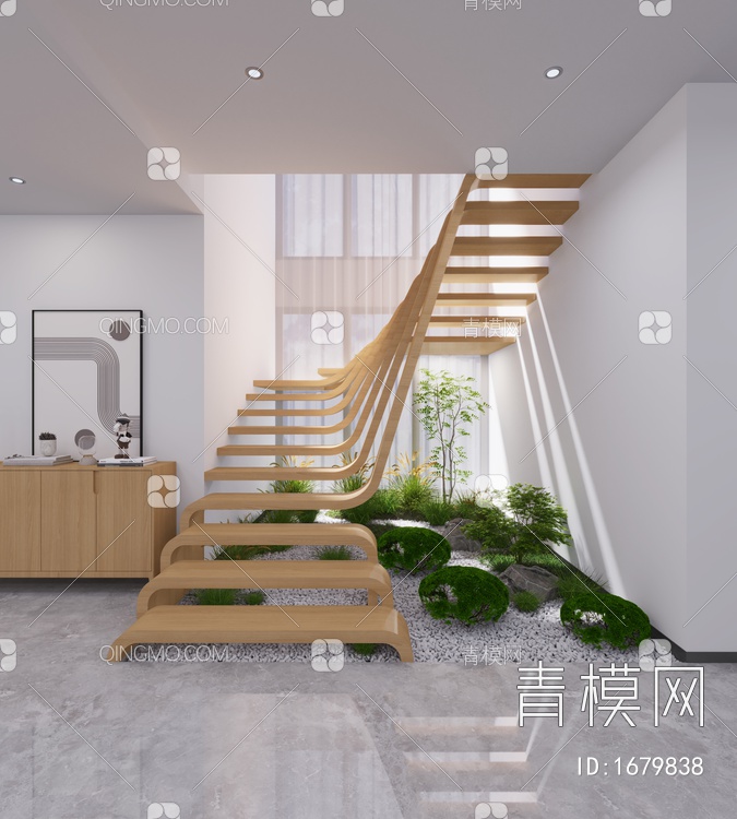 楼梯，景观，室内景观，景观树，景观植物3D模型下载【ID:1679838】