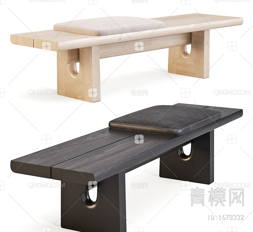 木头长凳3D模型下载【ID:1678332】