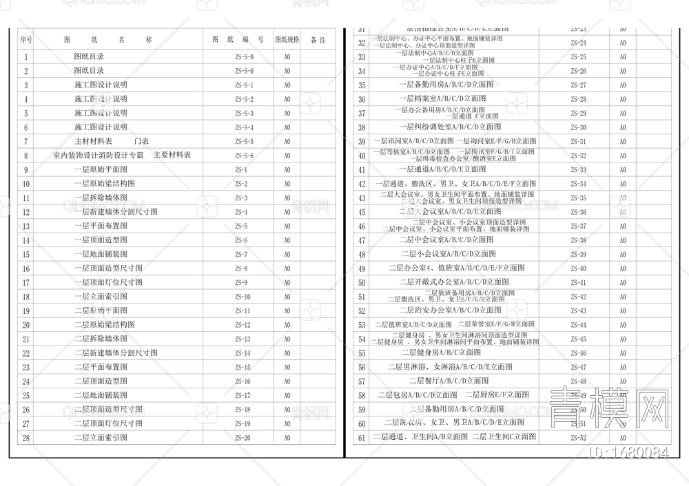 派出所装修施工图【ID:1680084】