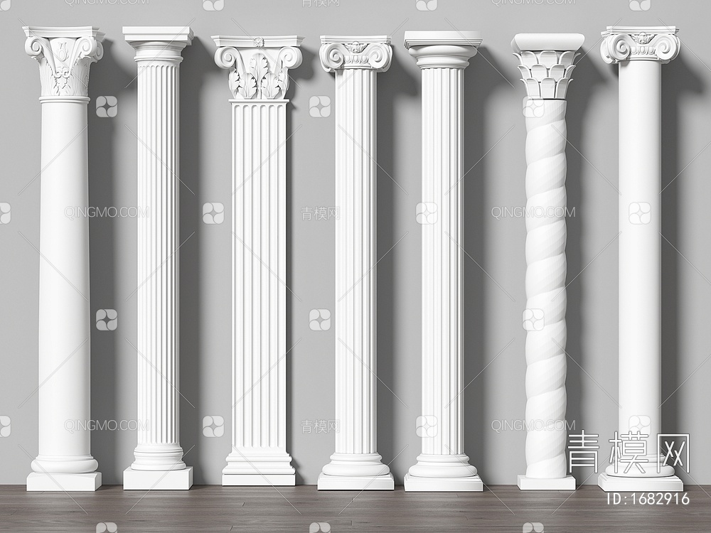 柱子 罗马柱 石膏柱子 装饰柱SU模型下载【ID:1682916】