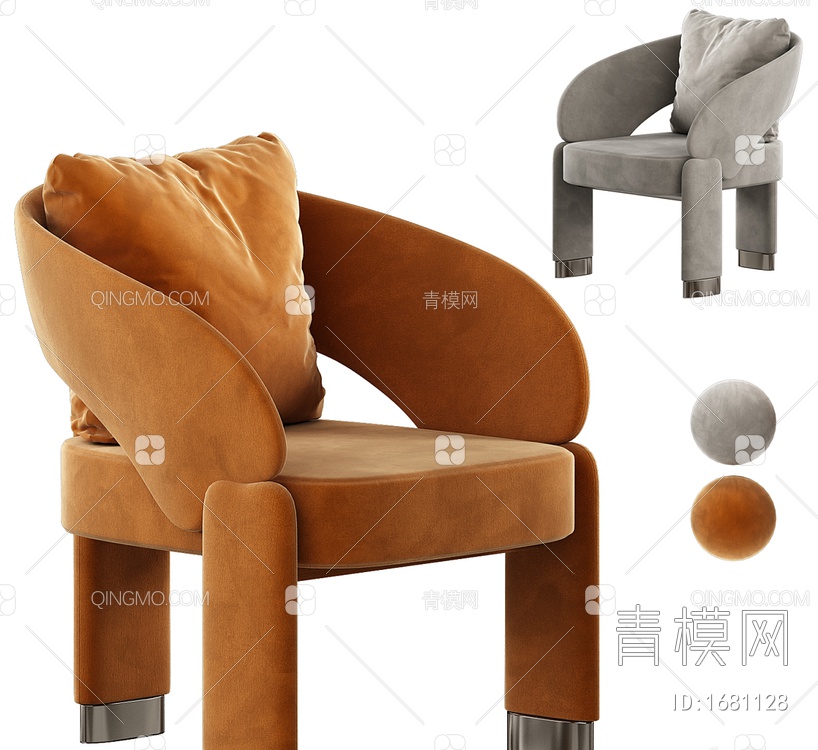 天鹅绒座椅3D模型下载【ID:1681128】