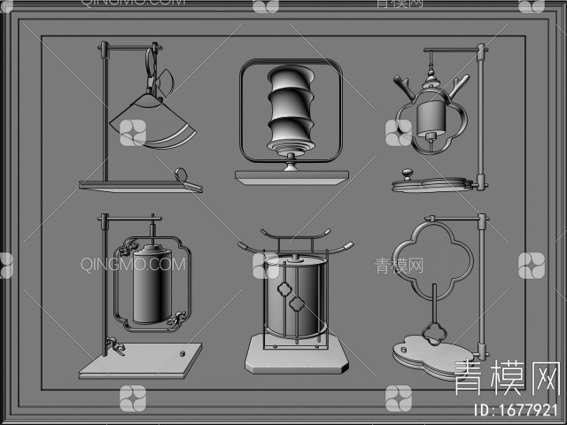 台灯组合3D模型下载【ID:1677921】