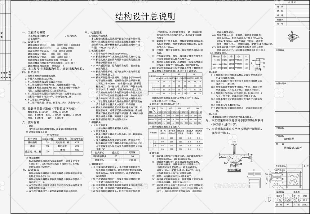 住宅混凝土结构 施工图【ID:1682328】