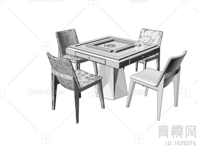 棋牌桌 麻将桌 休闲桌椅3D模型下载【ID:1678218】