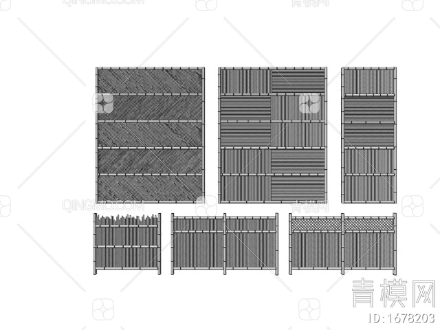 竹篱笆隔断 竹子栅栏 庭院围栏 护栏3D模型下载【ID:1678203】
