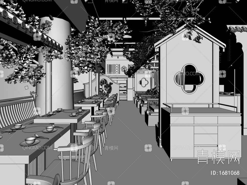 樱花主题餐厅3D模型下载【ID:1681068】