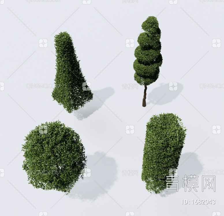 植物加密米兰灌木球植物组合SU模型下载【ID:1682043】