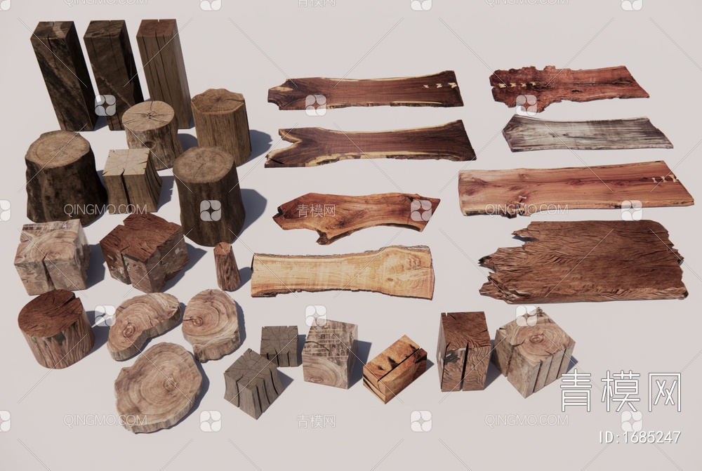木头 木板 旧木板 原木角几 树桩 木桩凳座椅 木柴 木块 木条 老木头SU模型下载【ID:1685247】