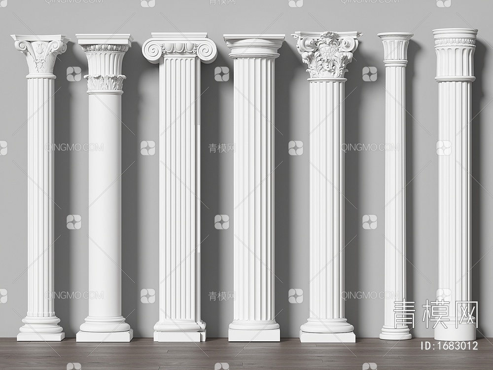 柱子 罗马柱 石膏柱子 装饰柱SU模型下载【ID:1683012】