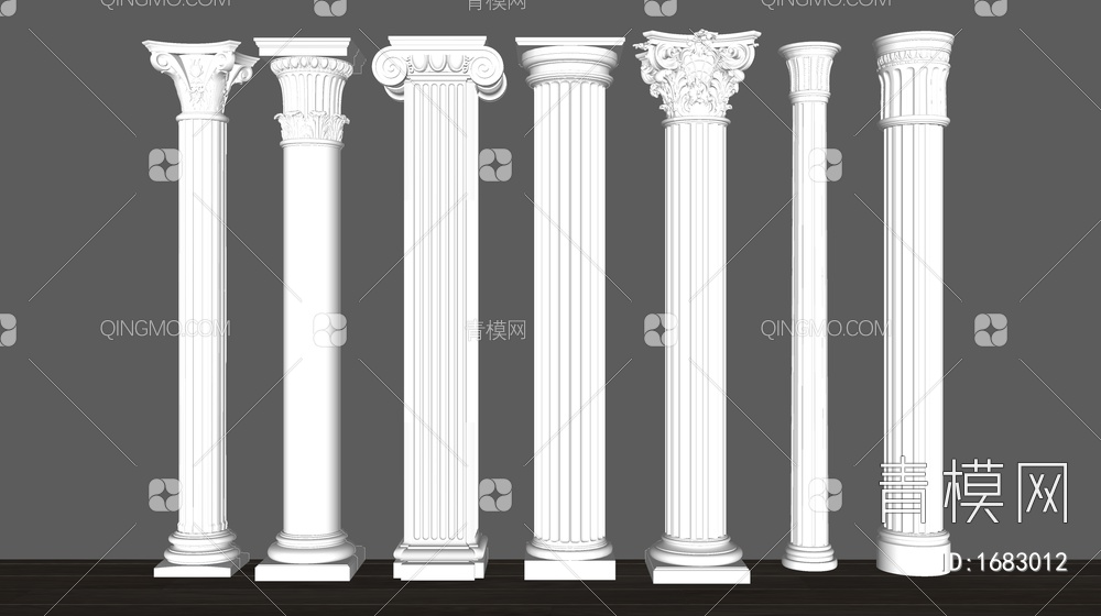 柱子 罗马柱 石膏柱子 装饰柱SU模型下载【ID:1683012】