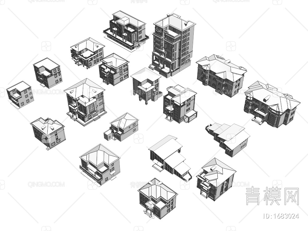 2019别墅合集3D模型下载【ID:1683024】