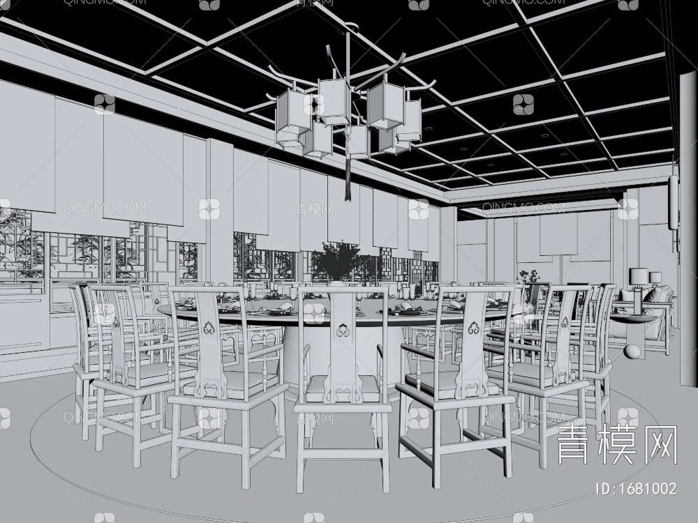 餐厅包房3D模型下载【ID:1681002】
