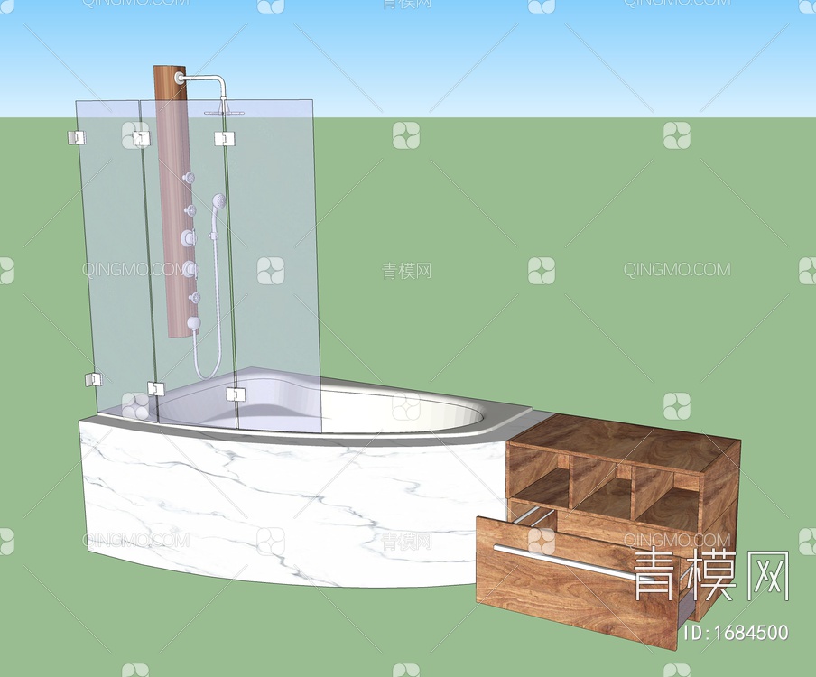 卫浴 洗浴缸SU模型下载【ID:1684500】