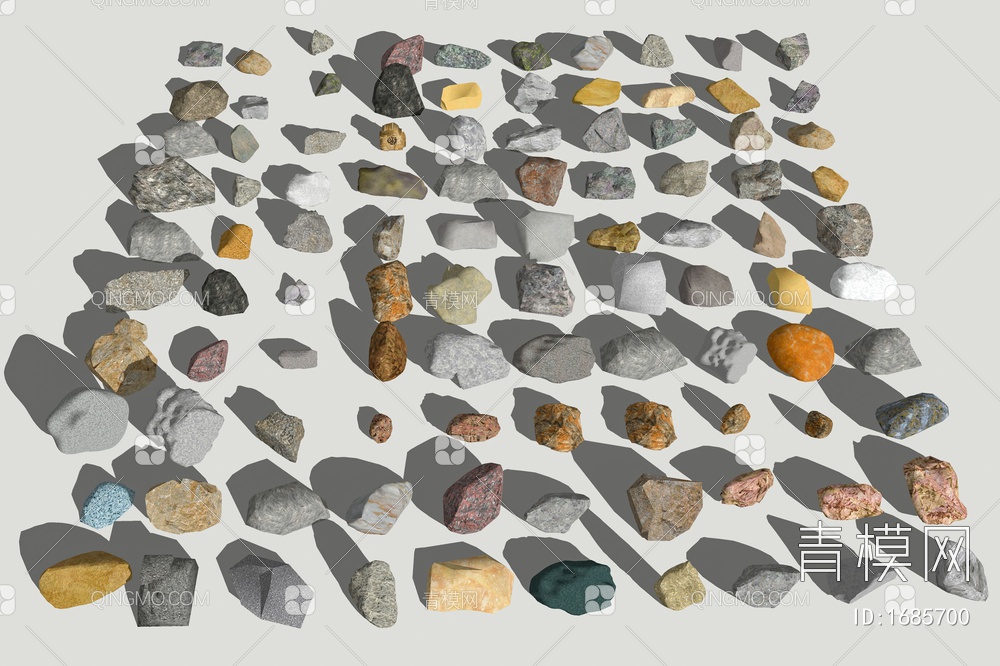 景观置石 假山 太湖石 景观小品 碎石 鹅卵石 石头合集SU模型下载【ID:1685700】