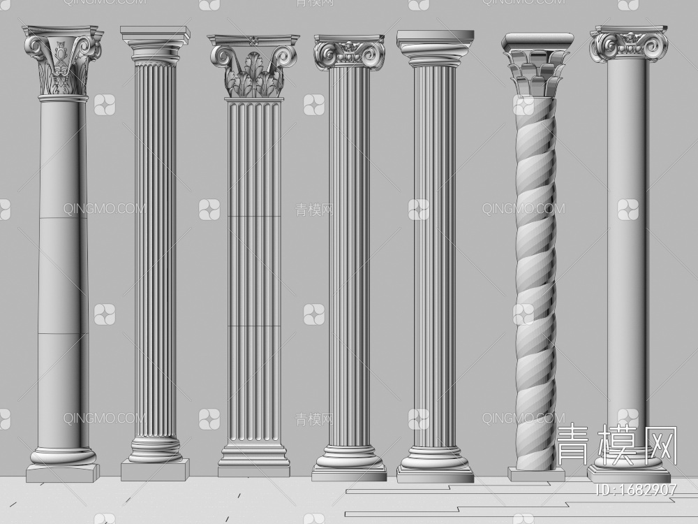 柱子 罗马柱 石膏柱子 装饰柱3D模型下载【ID:1682907】