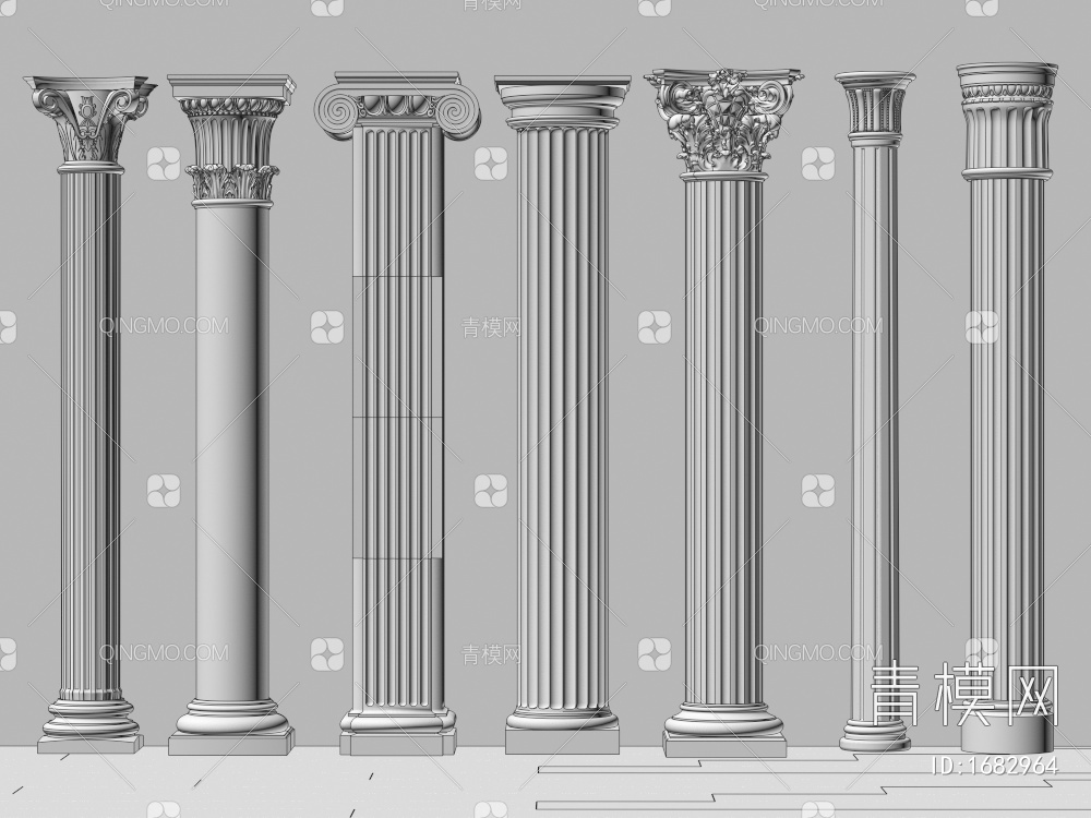 柱子 罗马柱 石膏柱子 装饰柱3D模型下载【ID:1682964】