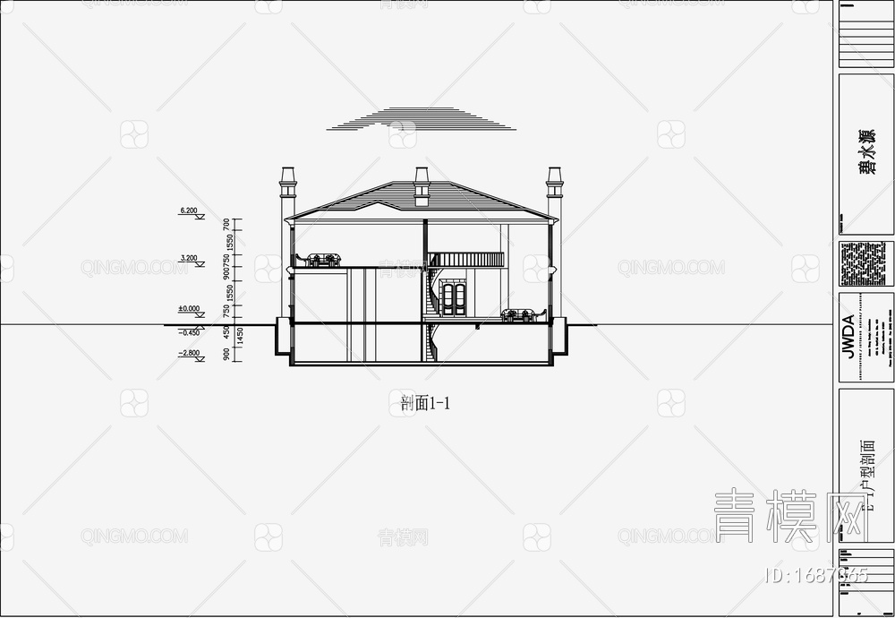 别墅设计效果图 施工图【ID:1687365】