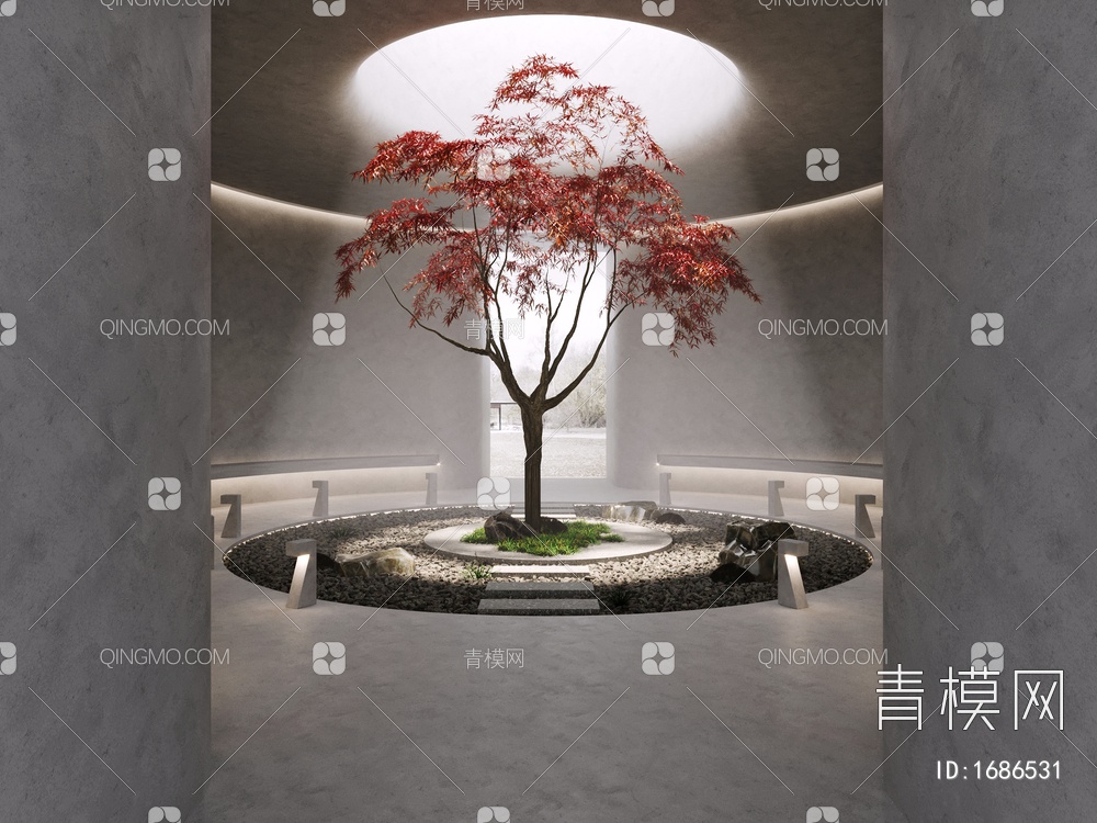 景观树，景观，端景台，造景台，美陈，玄关3D模型下载【ID:1686531】