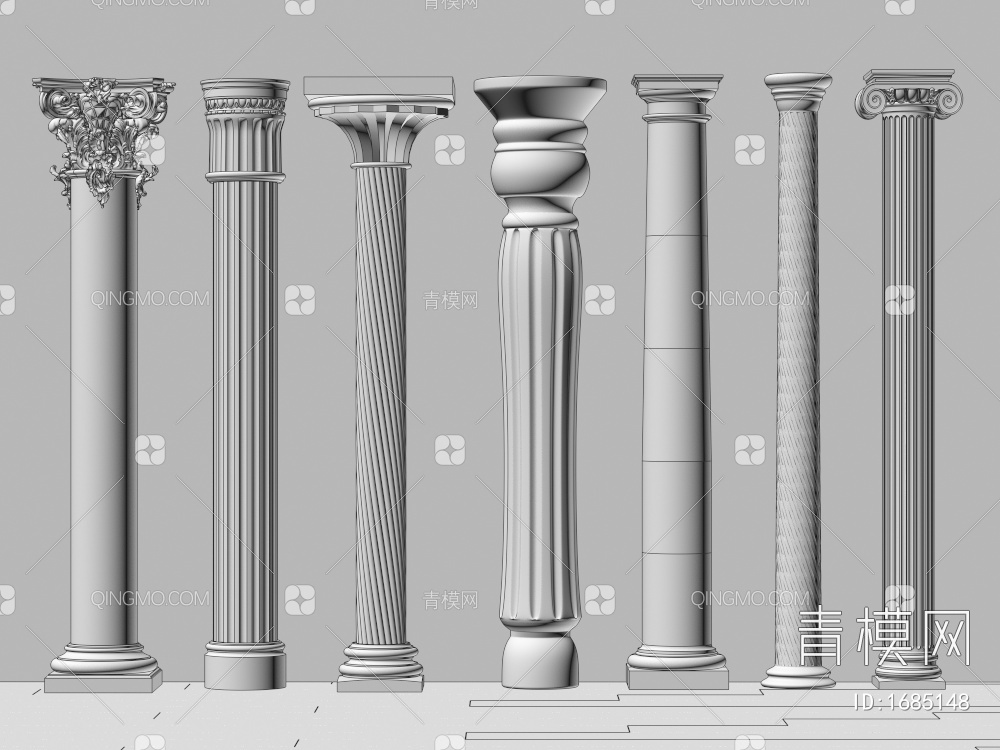 柱子 罗马柱 石膏柱子 装饰柱 罗马柱3D模型下载【ID:1685148】