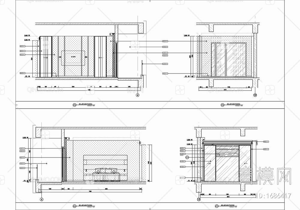 80㎡酒店大床房客房施工图 客房 大床房 套房 单间【ID:1686417】