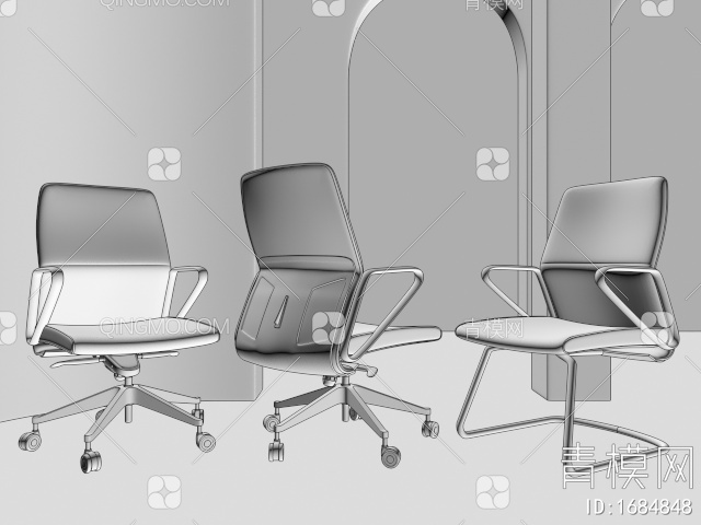 办公椅，转椅3D模型下载【ID:1684848】