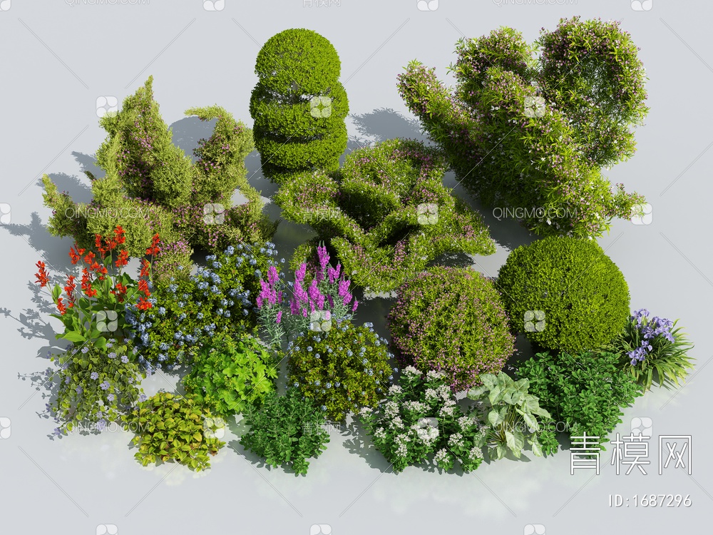 花卉花草组合3D模型下载【ID:1687296】