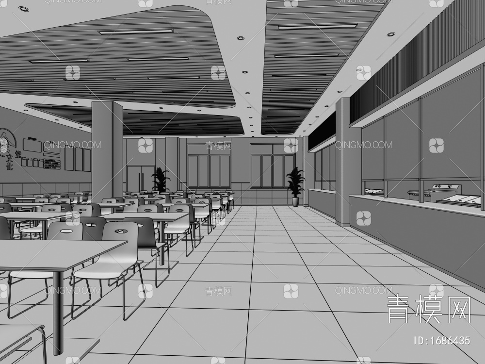 食堂3D模型下载【ID:1686435】