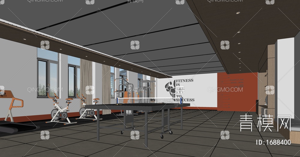 健身房 健身器材SU模型下载【ID:1688400】