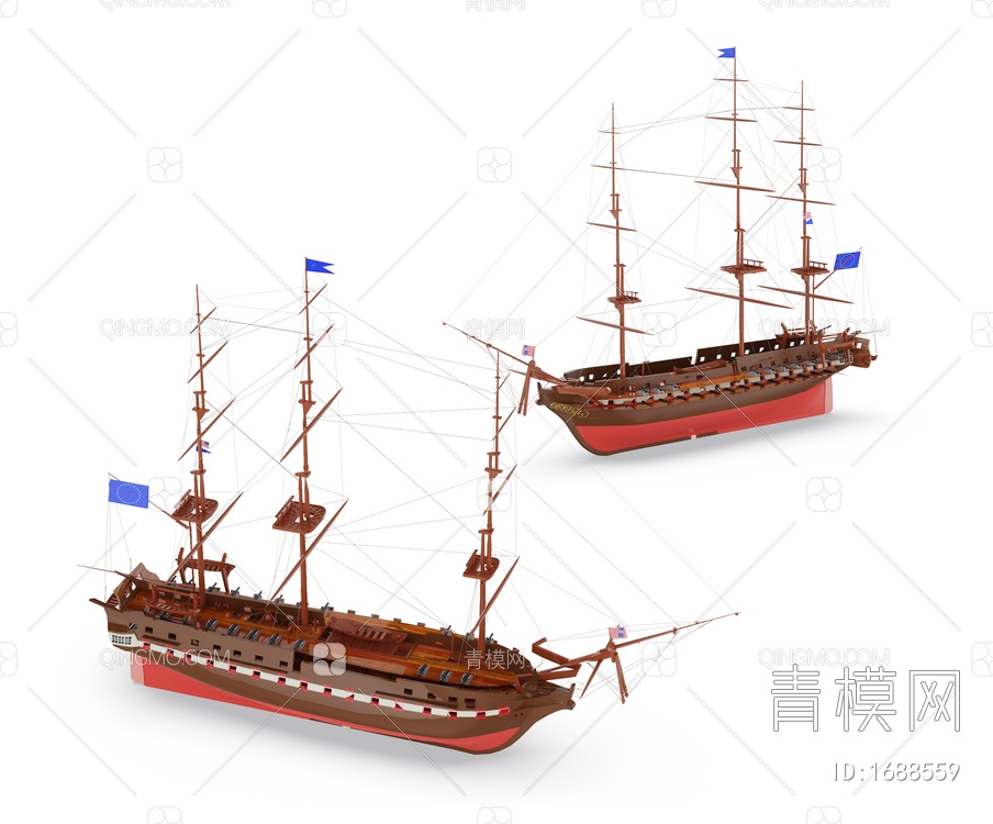 交通工具 帆船3D模型下载【ID:1688559】
