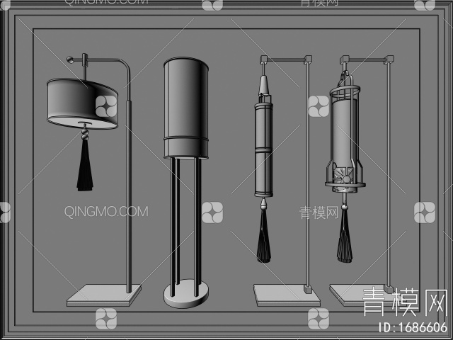 落地灯组合3D模型下载【ID:1686606】