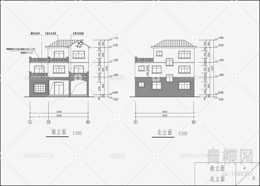 别墅设计效果图 施工图【ID:1688301】