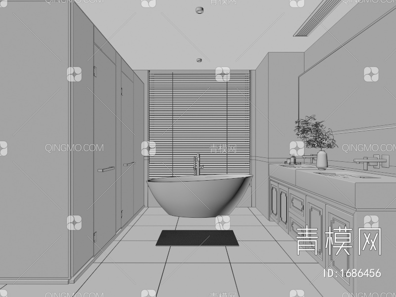 卫生间 马桶 花洒 浴室柜 洗脸盆 淋浴房 坐便器 淋浴隔断 浴缸3D模型下载【ID:1686456】
