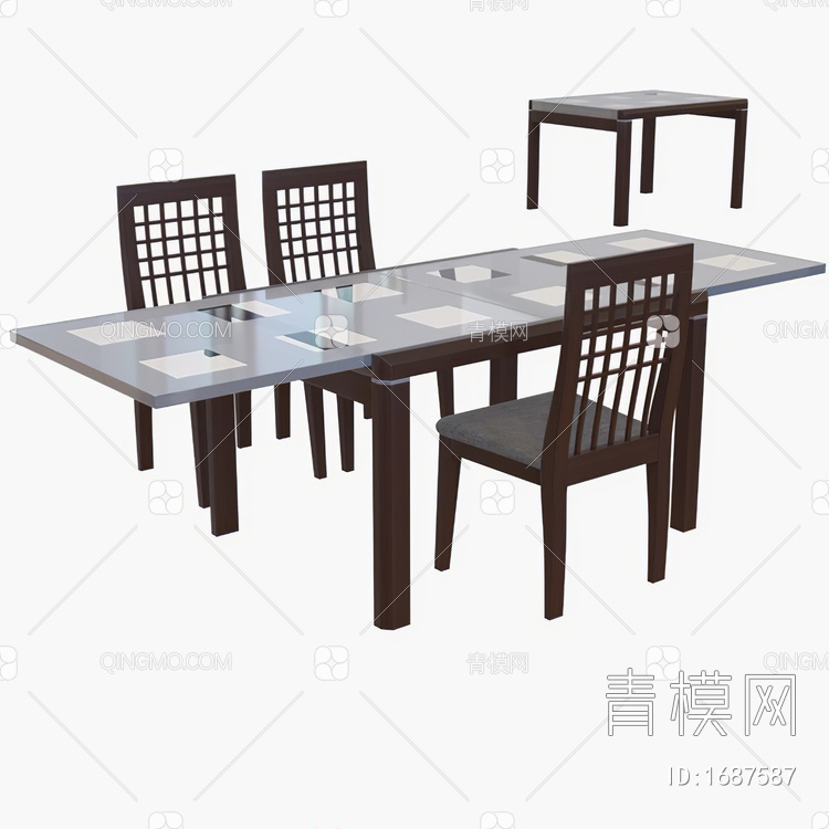 餐桌椅组合3D模型下载【ID:1687587】