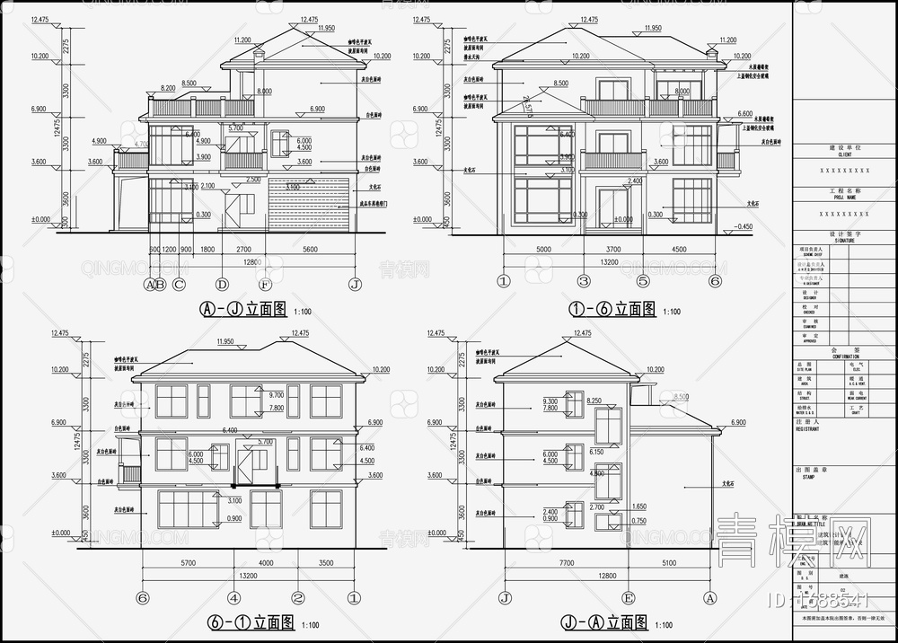 别墅设计效果图 施工图【ID:1688541】