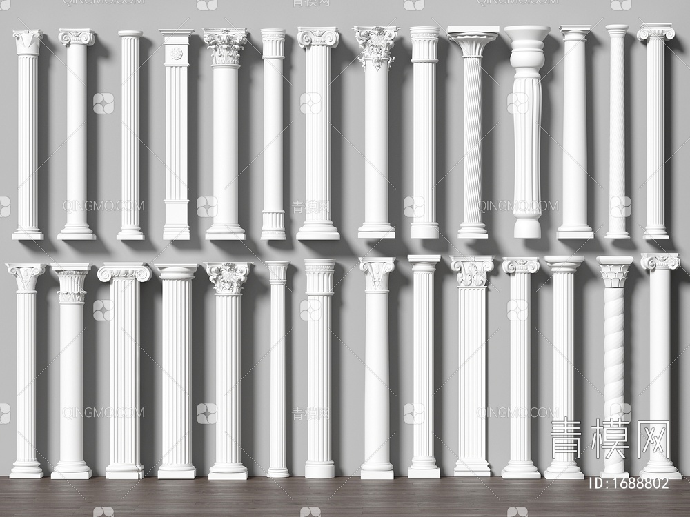 柱子 罗马柱 石膏柱子 装饰柱 罗马柱SU模型下载【ID:1688802】