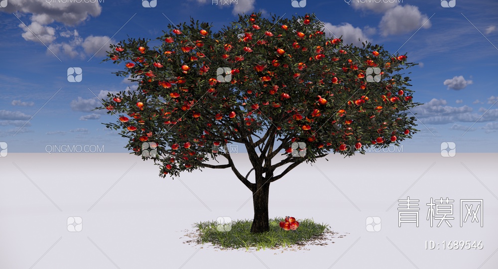 苹果树 乔木 庭园果树 景观树 红苹果 大树SU模型下载【ID:1689546】