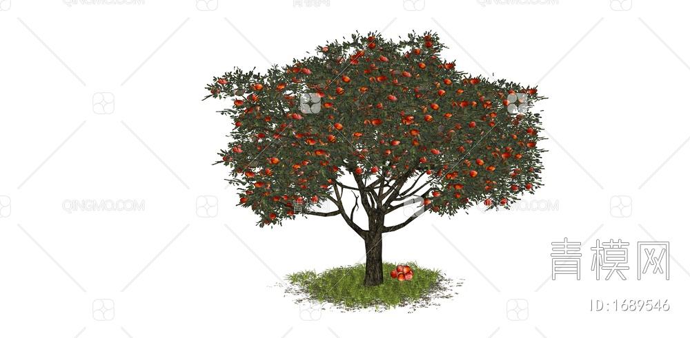 苹果树 乔木 庭园果树 景观树 红苹果 大树SU模型下载【ID:1689546】