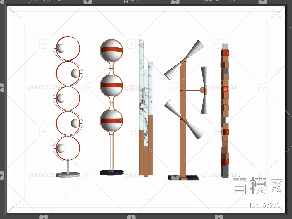 多头落地灯SU模型下载【ID:1689231】