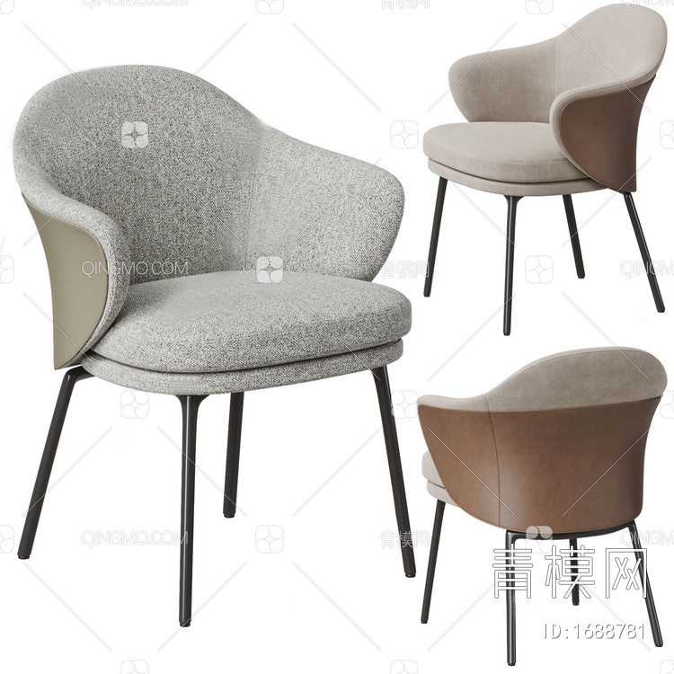 椅子 餐椅3D模型下载【ID:1688781】