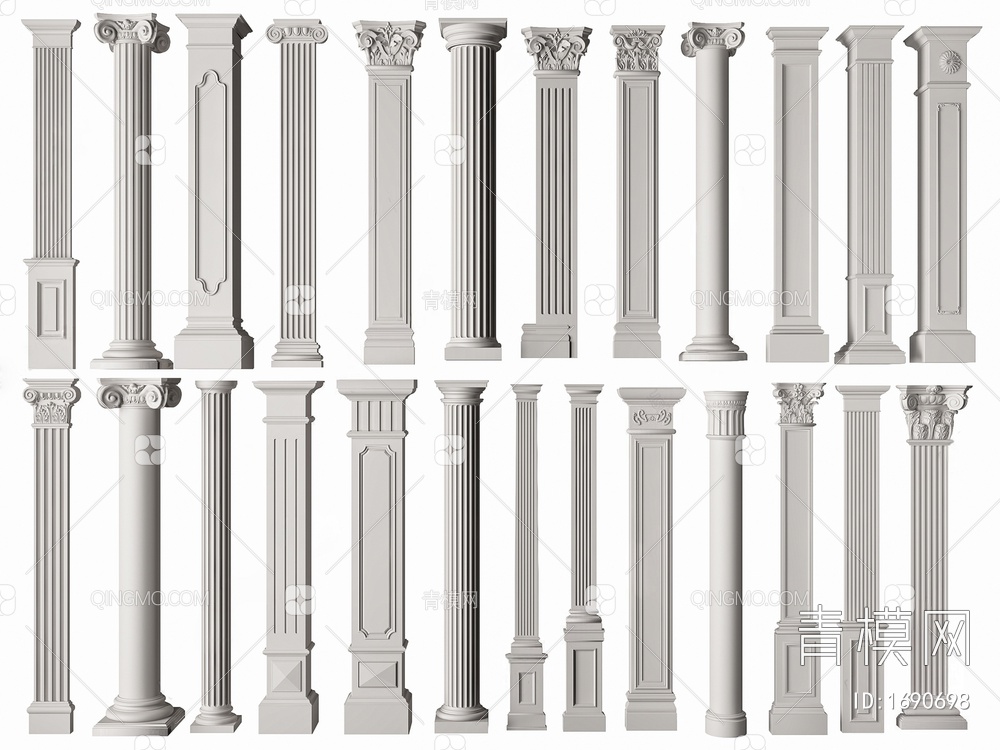 柱子 罗马柱 石膏柱3D模型下载【ID:1690698】