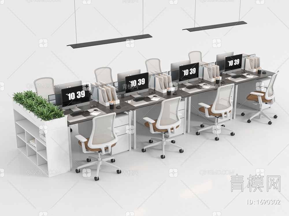 办公桌椅组合3D模型下载【ID:1690302】