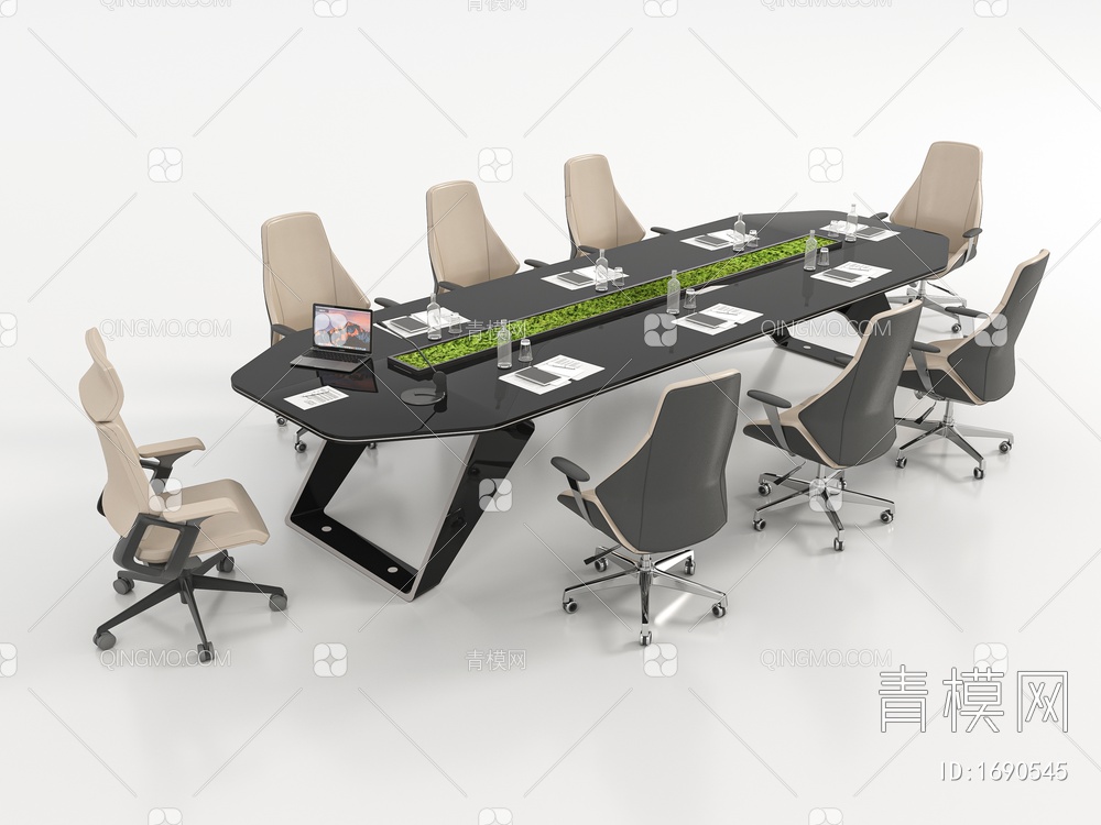 会议桌椅组合3D模型下载【ID:1690545】