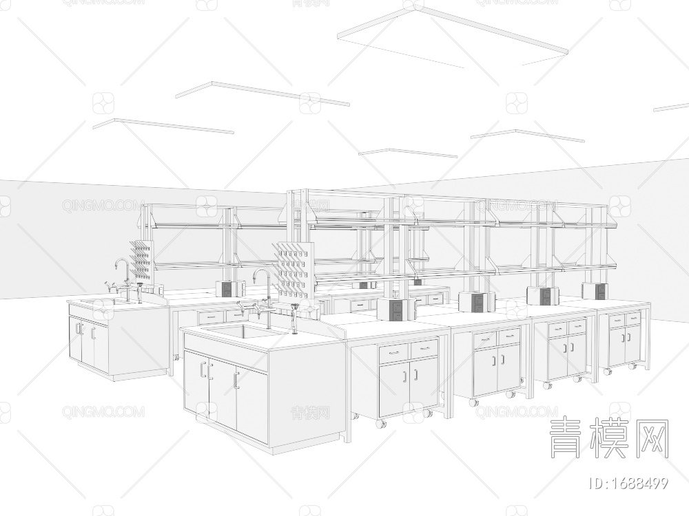 实验室中央台 中央操作台 操作台 试剂架3D模型下载【ID:1688499】