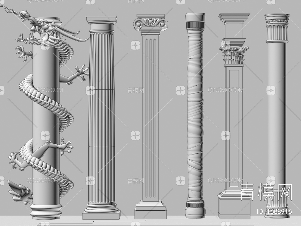 柱子 罗马柱 石膏柱子 装饰柱 罗马柱3D模型下载【ID:1688916】